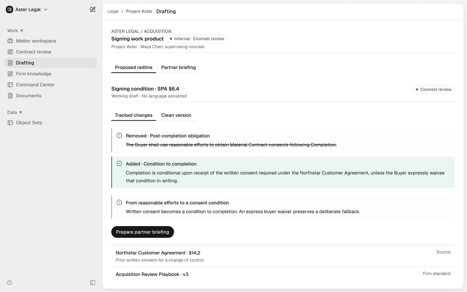 Legal walkthrough: From a finding to a proposed redline.