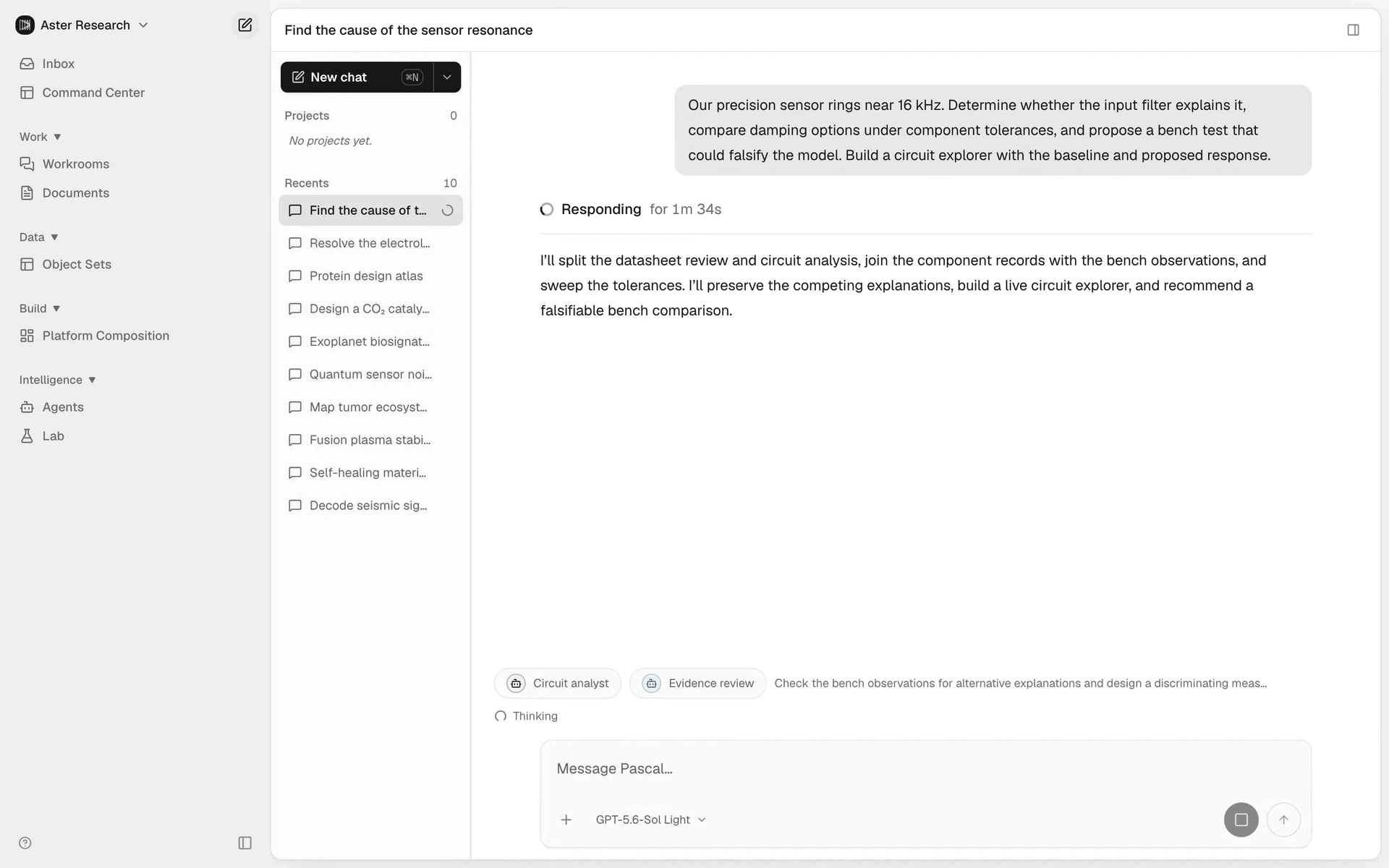 Compute and build: investigate a sensor resonance. Pascal product walkthrough.